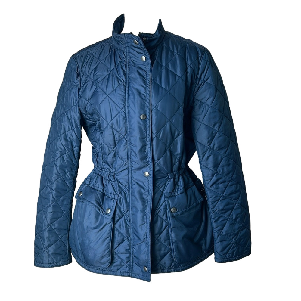 Coach Diamond Quilted Lightweight Zip Riding Jacket Navy Blue Small